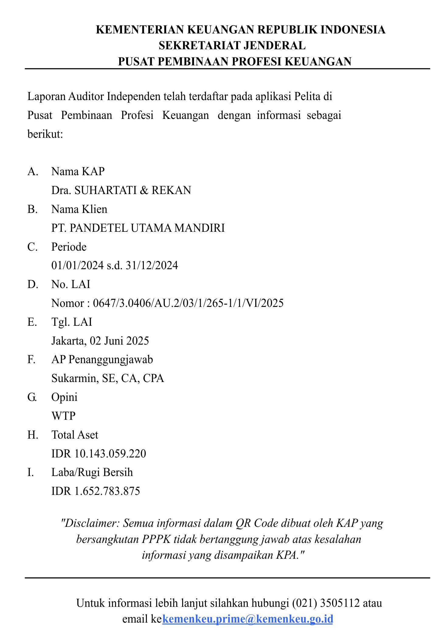 Laporan Auditor Independen